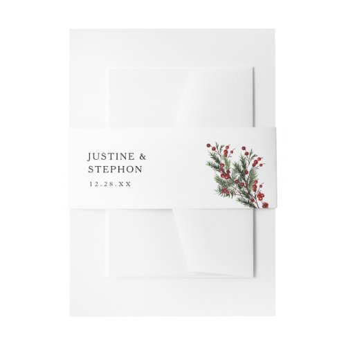 Christmas Berries  Pine Holly Berry Invitation Belly Band