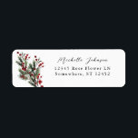 Christmas Berries & Pine Return Address Label<br><div class="desc">Complete your invitations or greeting cards with your Christmas Berries & Pine Return Address Labels.

To use the address label- choose from two cursive fonts,  a print font,  or long name font for the name. You can use a 3rd line for the address in the address place.</div>
