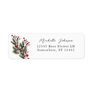 Christmas Berries & Pine Return Address Label