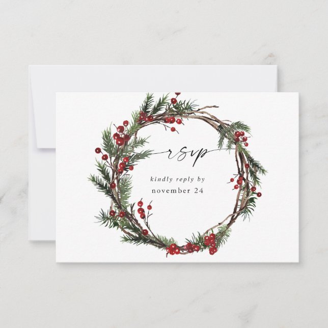 Christmas Berries & Pine w Meal RSVP Wreath (Front)