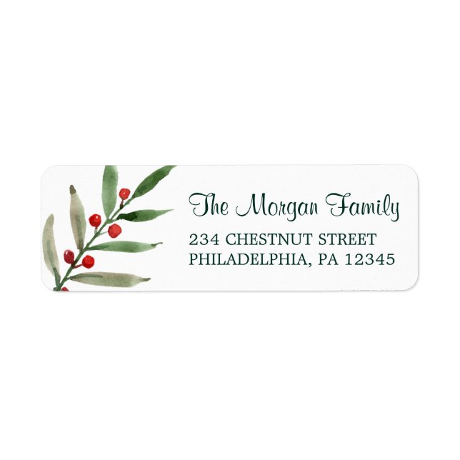 Christmas Berries Return Address Labels (Front)