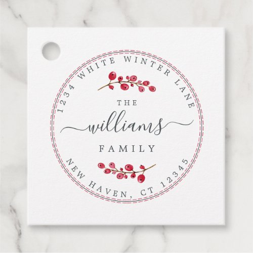 Christmas Berries Sprig Family Address Favor Tags