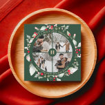 Christmas Berries Wreath Photo Collage Holiday Card<br><div class="desc">Celebrate the season with our enchanting Christmas card. The front features a delightful circle photo collage adorned with a watercolor berries wreath, highlighting four of your favorite photos with an elegant monogram at the center. At the top, the festive greeting 'Have a Holly Jolly Christmas' adds a joyful touch. On...</div>