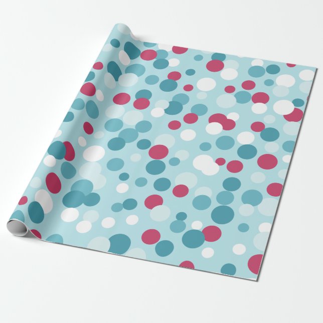 Christmas Berry Dots Wrapping Paper (Unrolled)