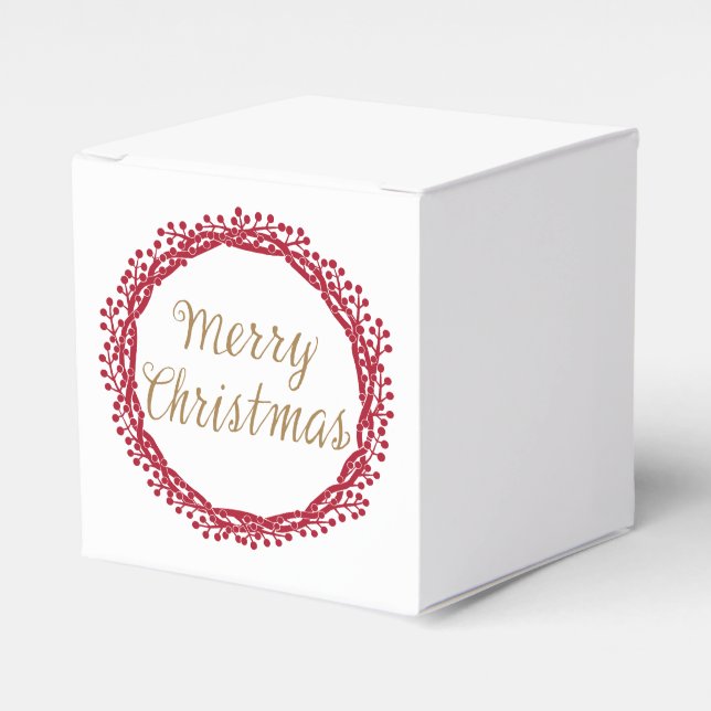 Christmas berry wreath custom favor box (Front Side)