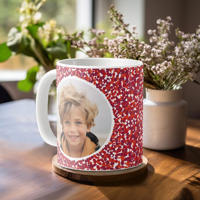 Christmas Berry Wreath with 2 Photo Coffee Mug (Personalized Coffee Mug)