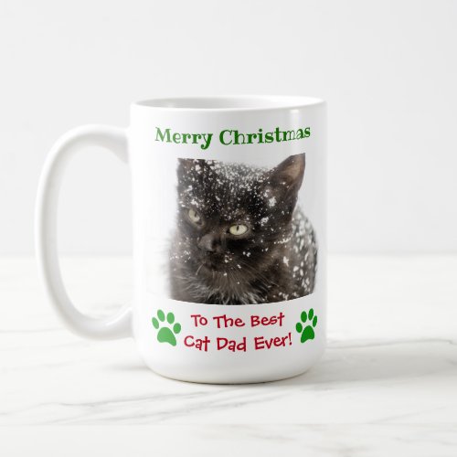 Christmas Best Cat Dad Ever Pet Photo Coffee Mug