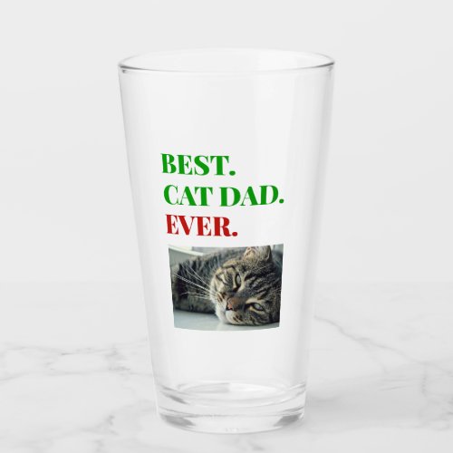 Christmas Best Cat Dad Ever Photo Beer Pint Glass
