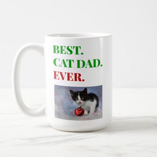 Christmas Best Cat Dad Ever Photo Coffee Mug