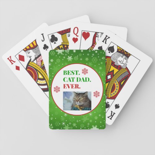 Christmas Best Cat Dad Ever Photo Playing Cards