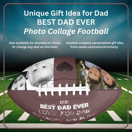 Christmas Best Dad Ever 2 Photo Collage Unique Fun Football
