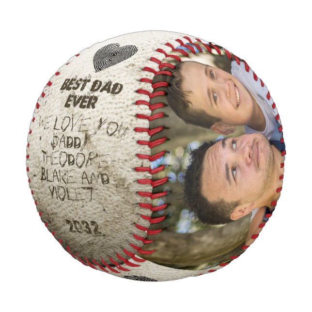 Christmas Best Dad Ever DIY Photo Collage Keepsake Baseball (Angled)