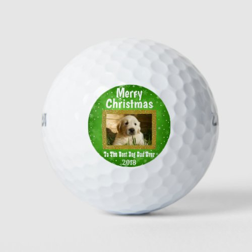Christmas Best Dog Dad Ever Pet Custom Photo Golf Balls
