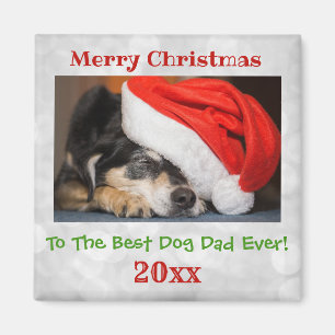 Christmas Best Dog Dad Ever Pet Photo Magnet