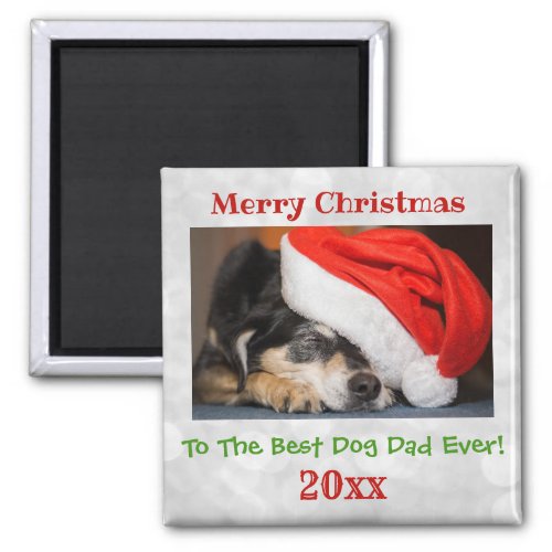 Christmas Best Dog Dad Ever Pet Photo Magnet