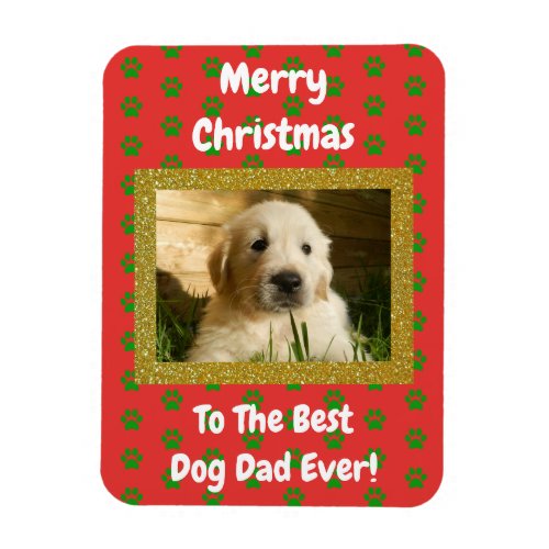 Christmas Best Dog Dad Ever Pet Photo Magnet