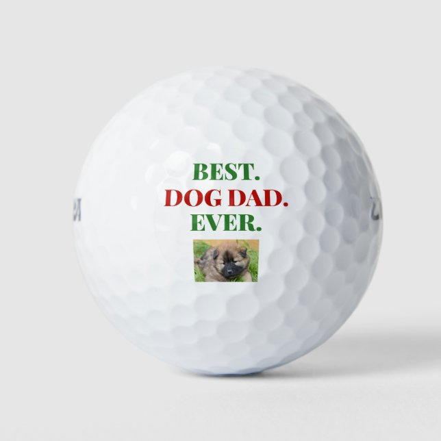 Christmas Best Dog Dad Ever Photo Golf Balls (Front)