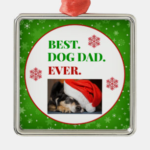 Christmas Best Dog Dad Ever Photo Metal Ornament