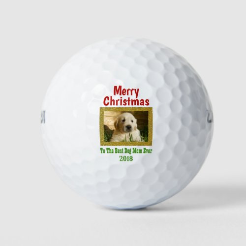 Christmas Best Dog Mom Ever Pet Custom Photo Golf Balls