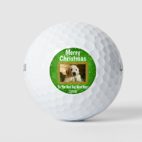 Christmas Best Dog Mom Ever Pet Custom Photo Golf Balls