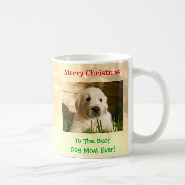 Christmas Best Dog Mom Ever Pet Photo Coffee Mug (Right)