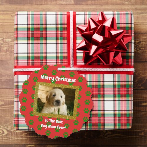 Christmas Best Dog Mom Ever Pet Photo Ornament Card