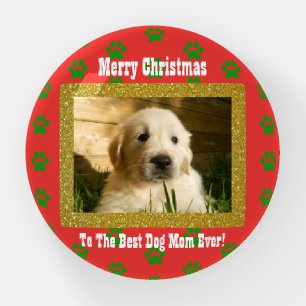 Christmas Best Dog Mom Ever Pet Photo Paperweight