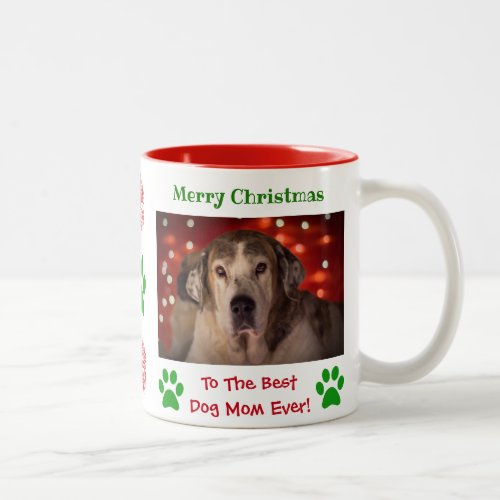 Christmas Best Dog Mom Ever Pet Photo Two_Tone Coffee Mug
