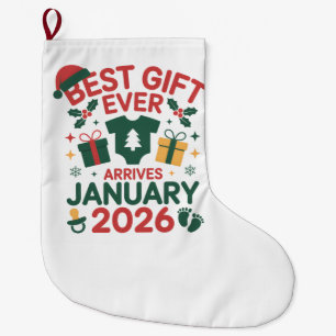 Christmas Best Gift Arrives January 2026 Couples Large Christmas Stocking
