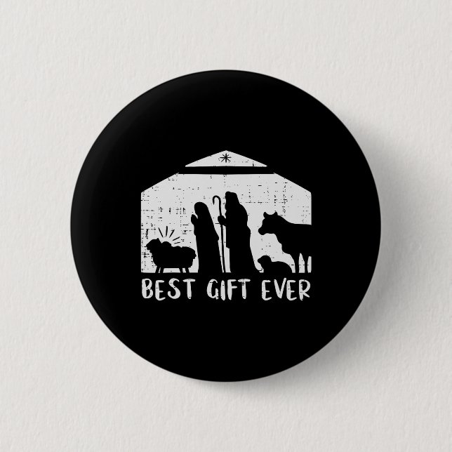 Christmas Best Gift Nativity Xmas Christian Men Wo Button (Front)