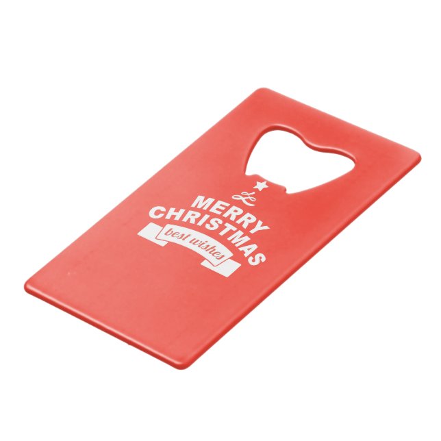 Christmas Best Wishes Credit Card Bottle Opener (Back Angled)
