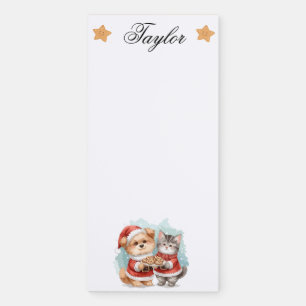 christmas besties santa cat dog magnetic notepad
