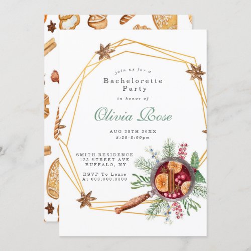 Christmas Beverage Bachelorette Party Invitation