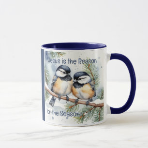 Christmas Bible Quote Cute Chickadee Birds Mug