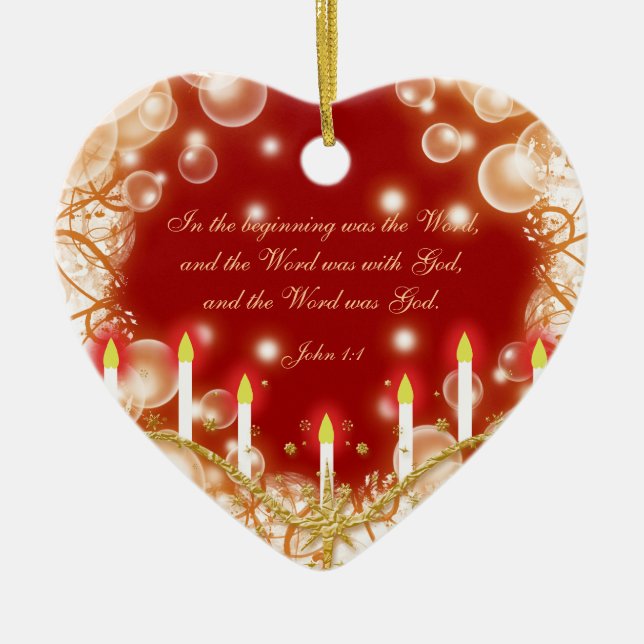 Christmas bible verse elegant traditional ceramic ornament (Front)