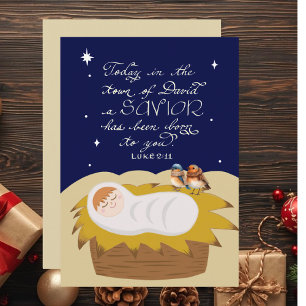 Christmas Bible Verse Luke Modern Personalized  Holiday Card