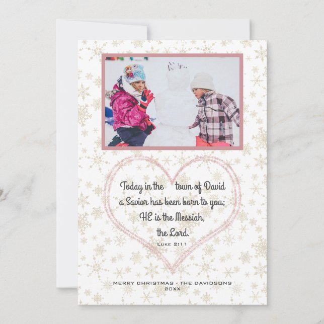 Christmas Bible Verse Messiah Family Photo Holiday Card (Front)