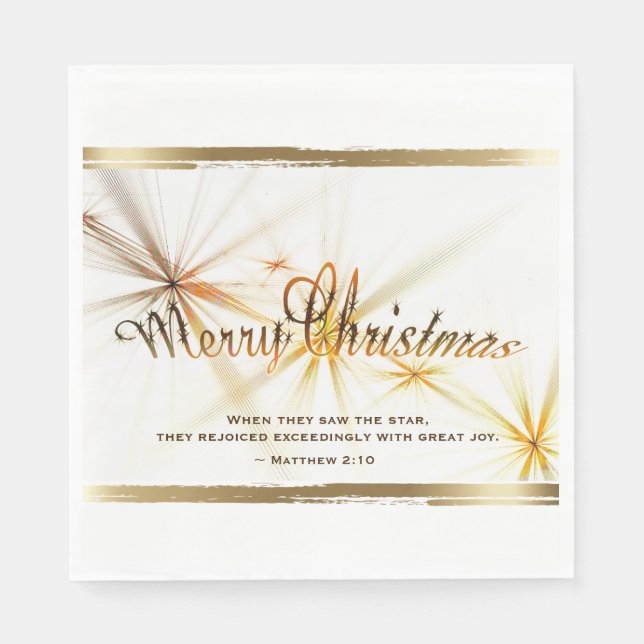 Christmas Bible Verse Modern Star Design Napkins (Front)