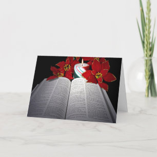 Christmas Bible with Candle Holiday Card