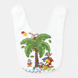 Christmas Bibs, Santa Claus Beach Party Baby Bib