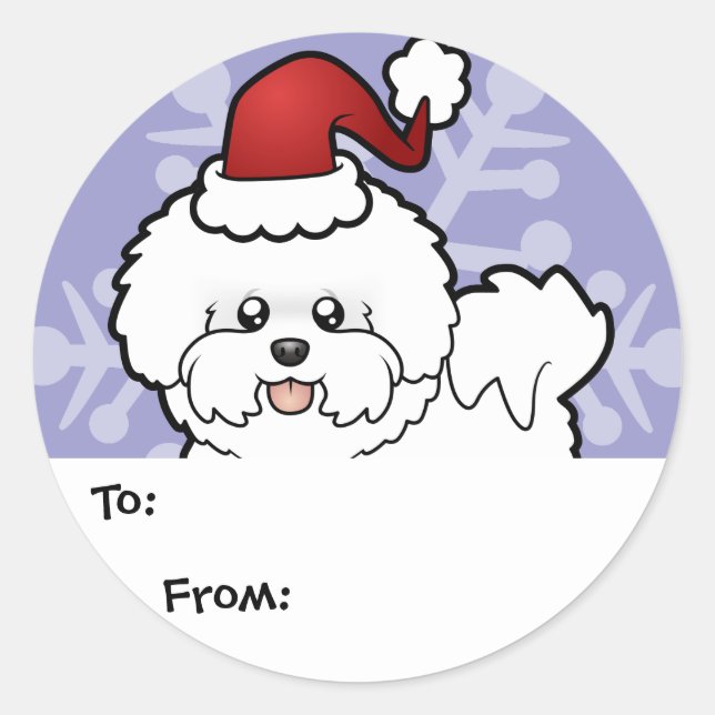 Christmas Bichon Frise Classic Round Sticker (Front)