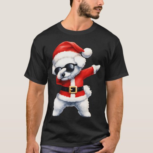 Christmas Bichon Frise Dog Dabbing Dance T_Shirt