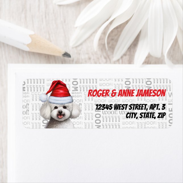 Christmas Bichon Frise Dog Holiday Address Label (Insitu)