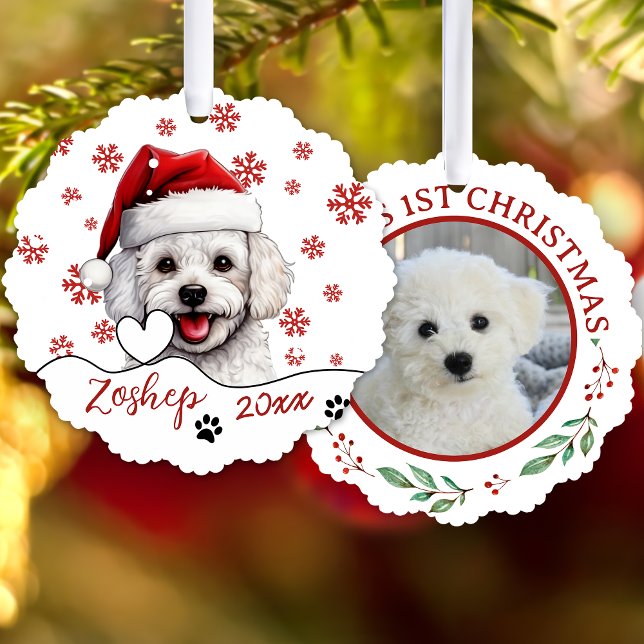 Christmas Bichon Frise Dog Personalized Ornament Card (Creator Uploaded)