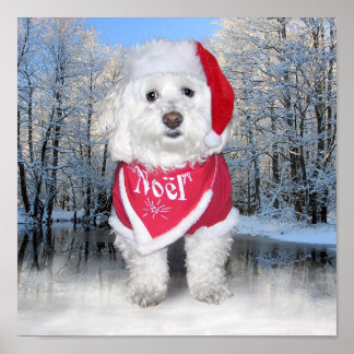 Christmas Bichon Frise Dog Poster