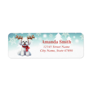 Christmas Bichon Frise Return Address Labels