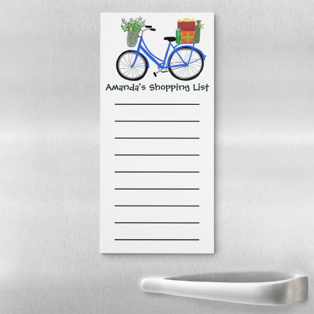 Christmas Bicycle CUSTOM Grocery Shopping List Magnetic Notepad (In Situ)