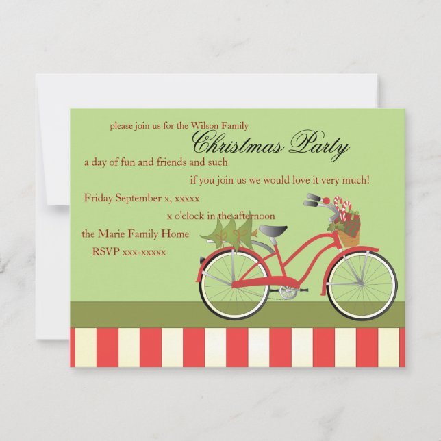 Christmas Bicycle Invitation (Front)