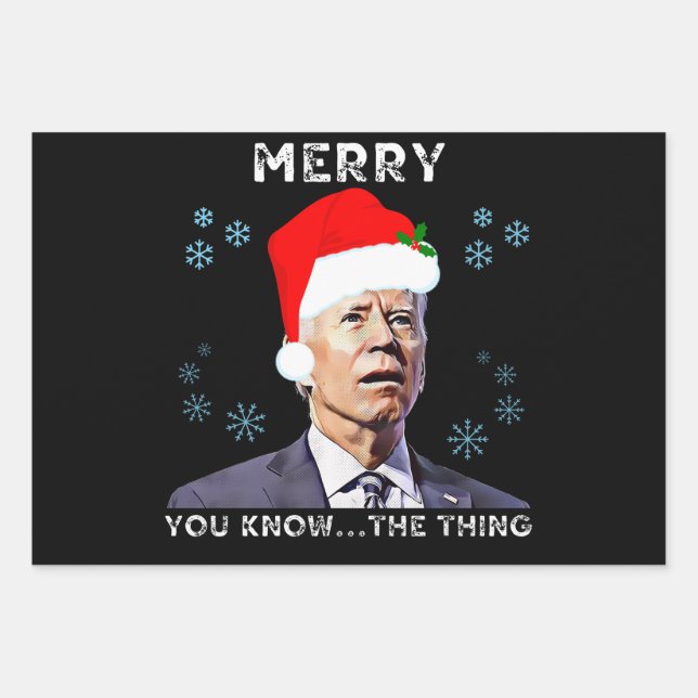 Christmas Biden 2022 Funny Joe Biden Confused Xmas Wrapping Paper Sheets (Front)