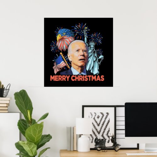 Christmas Biden Funny Joe Biden Confused Xmas Poster